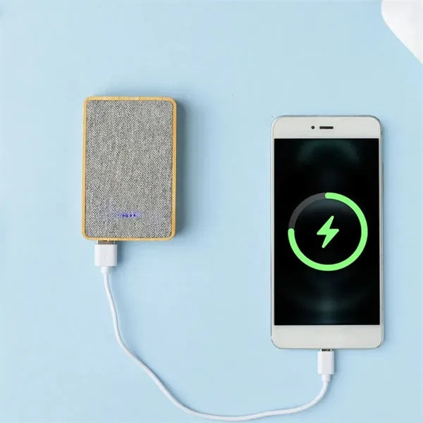 Eco Bamboo Power Bank with RPET Fabric Dual USB