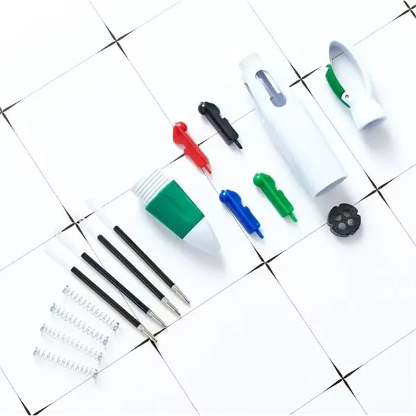4 Colors Ballpoint Pen With Carabiner Clip