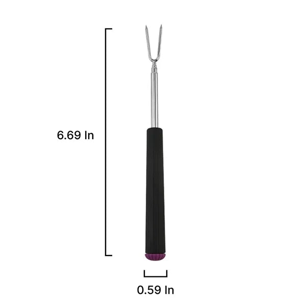Telescopic BBQ Fork V-Shaped 304 Steel with Heat Handle