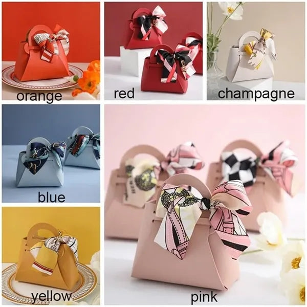 Wedding candy baby shower party favor box leather gift bag