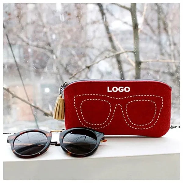 Multipurpose Portable Felt Zipper Eyeglasses Case Pouch Bag