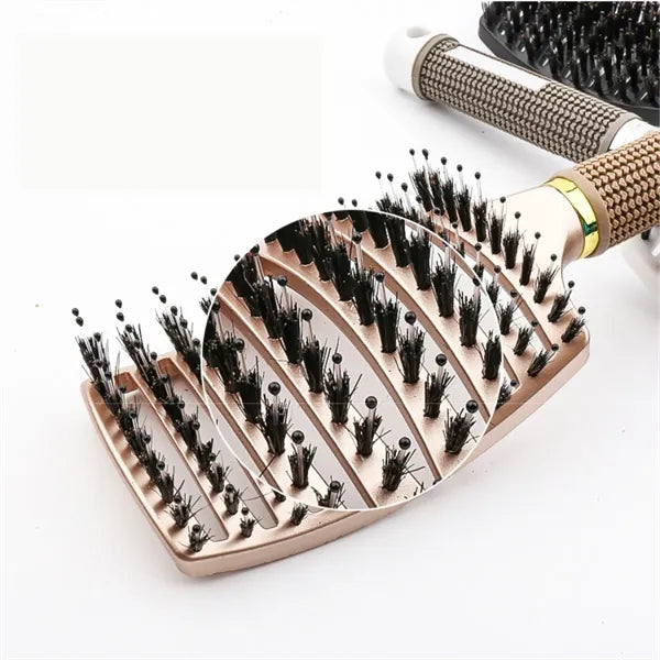 Boar Bristle Anti-Static Curved Massage Comb