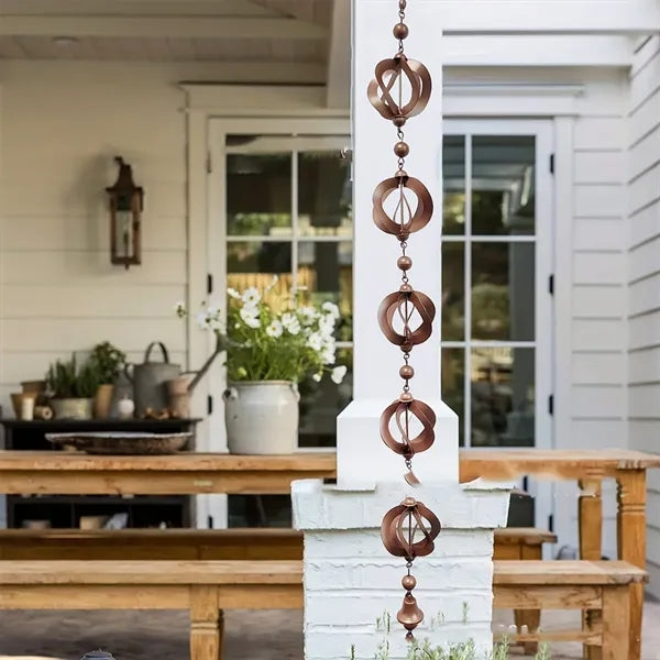 Metal Rain Chain Spinner Wind Chime Garden Ornament