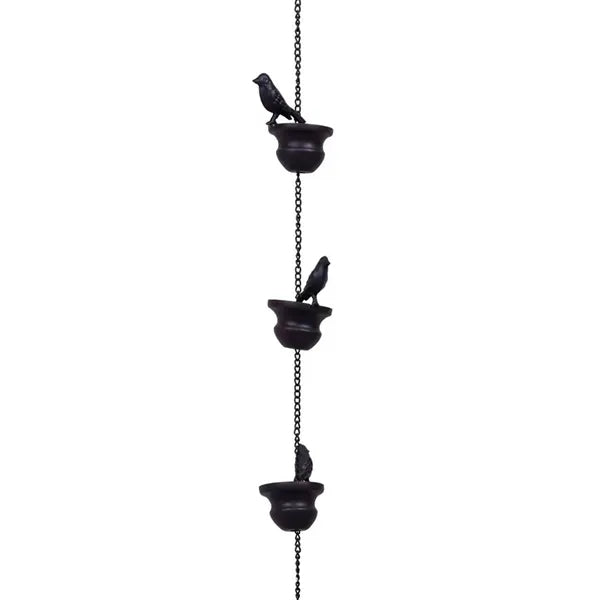 Metal Bird Rain Chain Spinner Garden Wind Chime