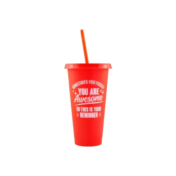 24OZ Colorful PP Straw Water Cup