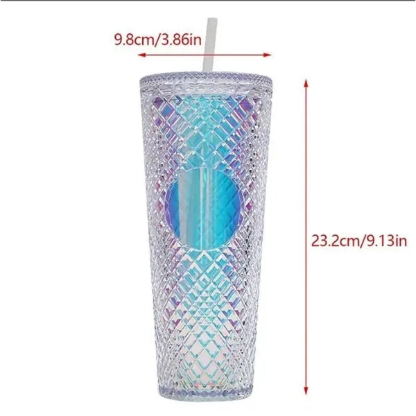 24oz Iridescent Studded Double Wall Tumbler Iced Coffee Cup