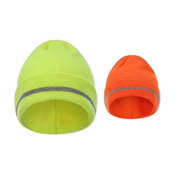 12" Folded Safety Beanie with Reflective Threads