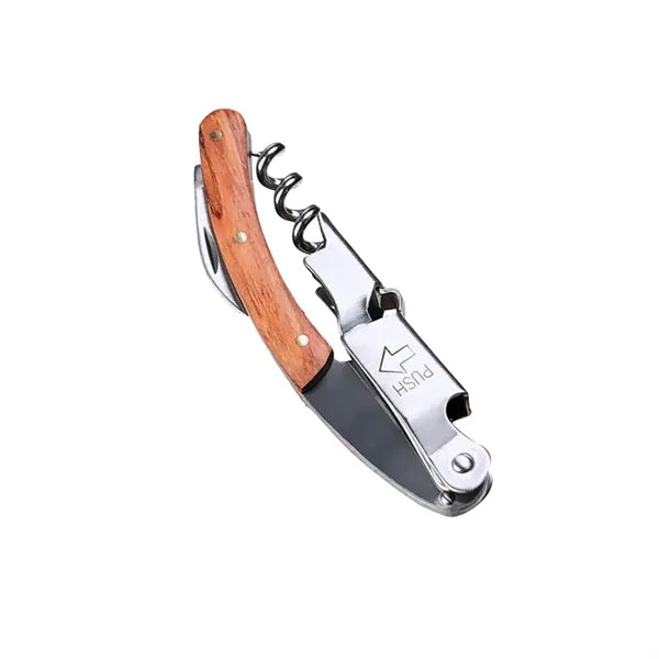 Corkscrew Metal Wine Bottle Opener With Colorful Wood Handle