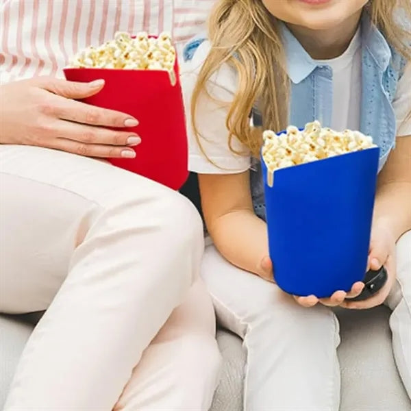 Silicone Popcorn Snack Cup with Logo and Easy-Grip Mouth