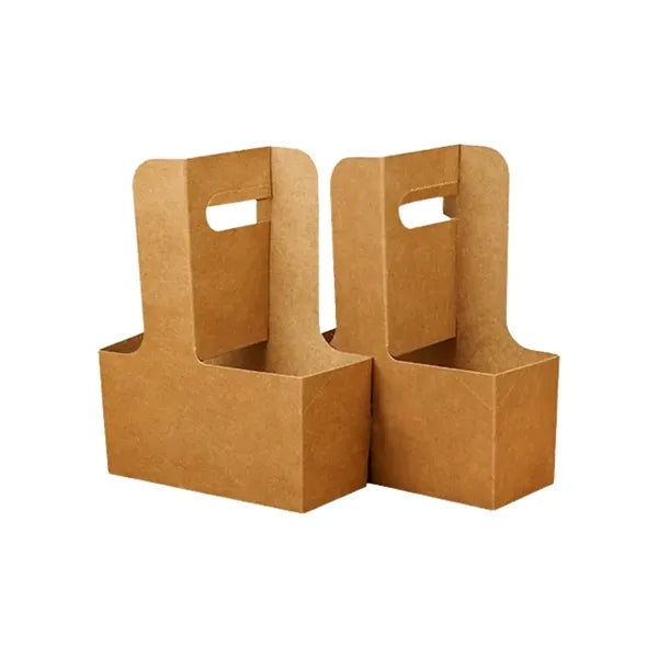 Eco-Friendly Foldable Kraft Coffee Cup Holder With Handle