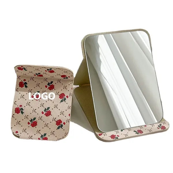 Foldable Square PU Leather Cosmetic Mirror