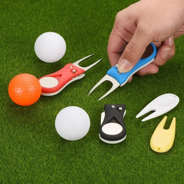 Folding Divot Repair Tool with Magnetic Ball Marker
