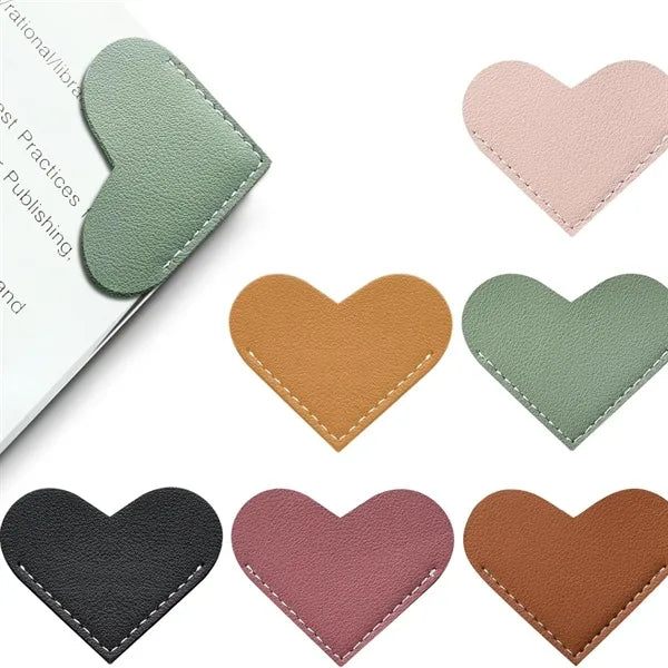Leather Heart Bookmarks Corner Page Book Clip