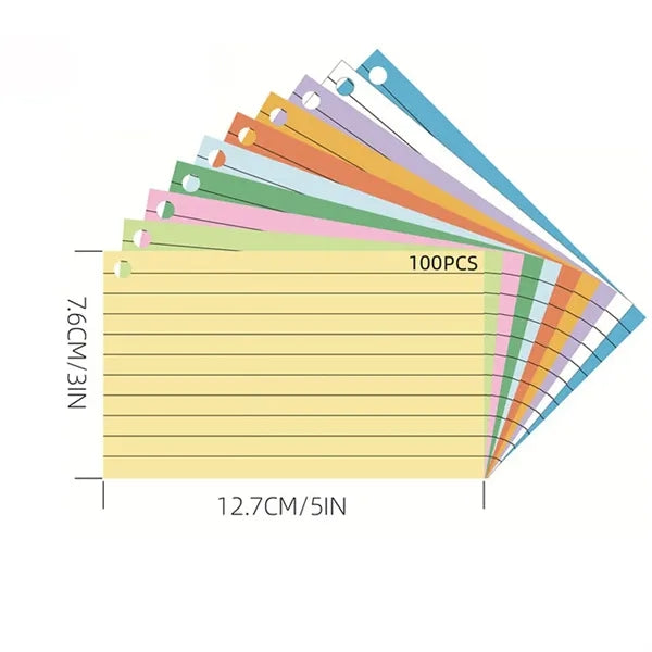 100PCS Double Sided Lined Index Notecards