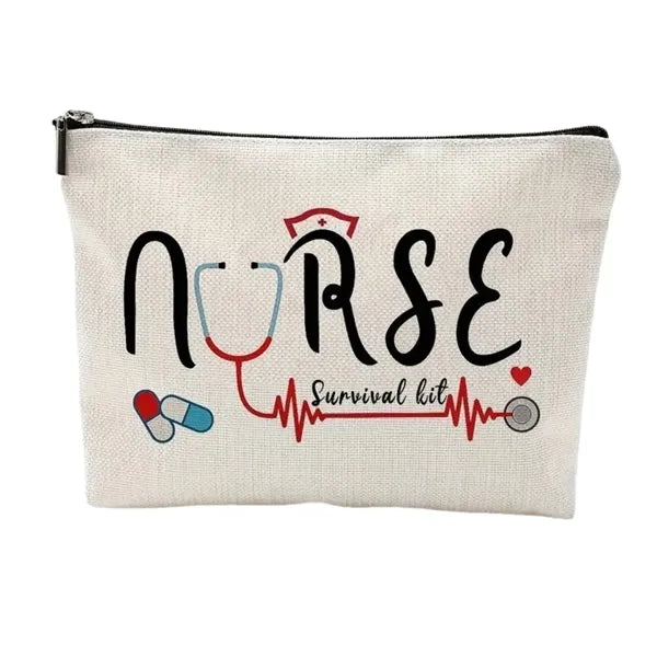 Large Cotton Linen Travel Cosmetic Bag
