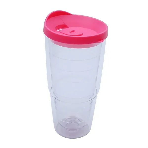 24oz Clear Double-Layer Plastic Tumbler Portable