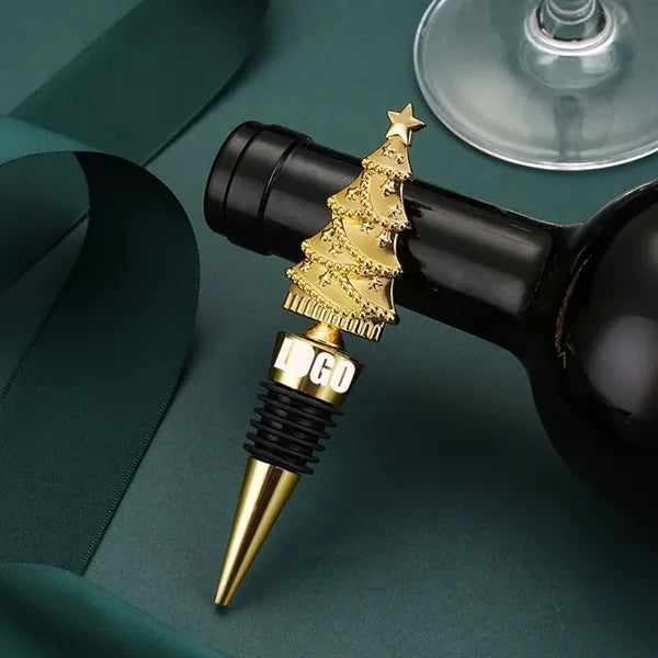 Elegant Christmas Tree PVC & Zinc Alloy Wine Bottle Stopper