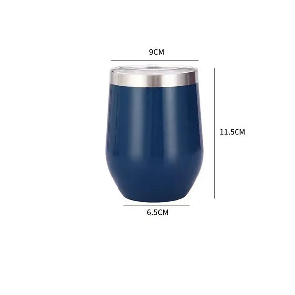 12 Oz Stainless Steel Wine Tumbler Stemless Glasses With Lid
