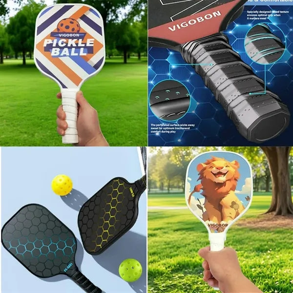 Full Color Fiberglass Pickleball Set w/Optional Case