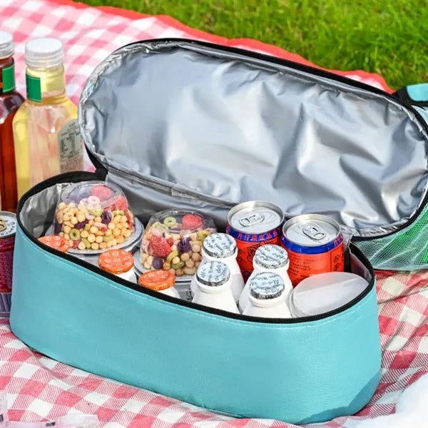 Double-Layer Mesh and Insulated Picnic Bag w/ Shoulder Strap