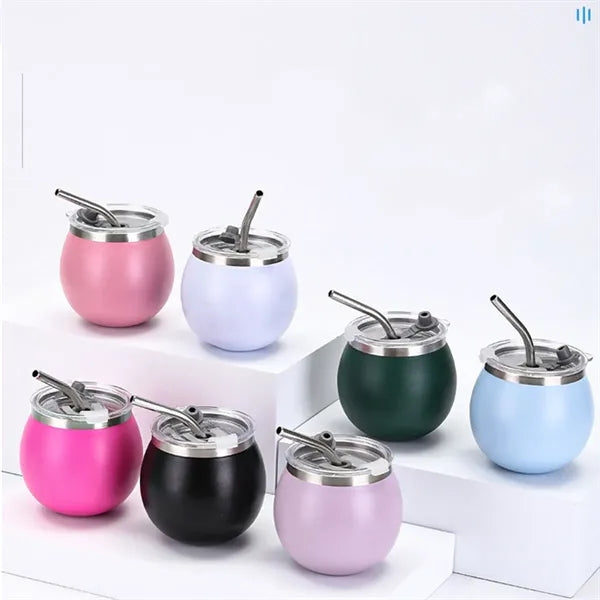5oz Portable Stainless Steel Vacuum Cup Mug with Straw