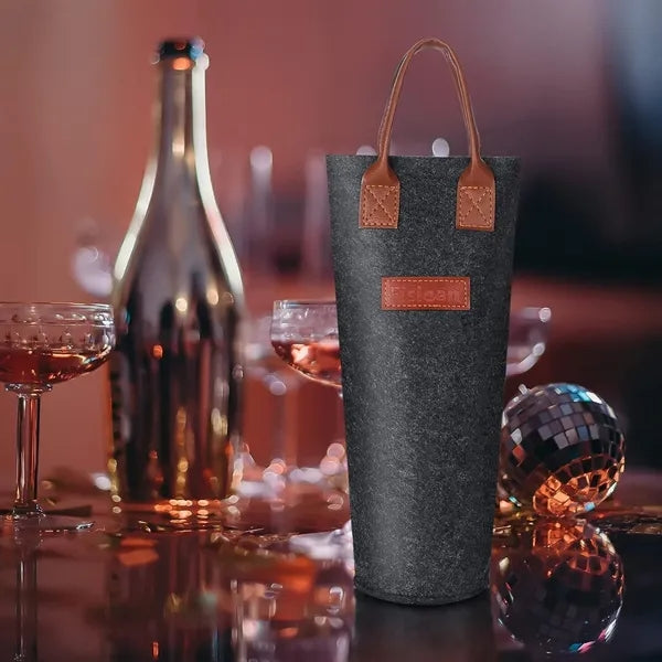 Single Felt Bottle Insulated Wine Tote Bag Pouch Carrier