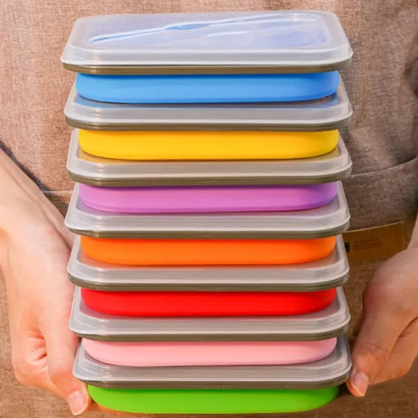 Foldable Silicone Lunch Box with Utensil Set