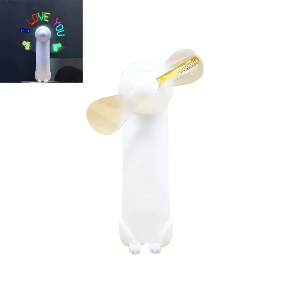 Hand Held Pre-Programmed Mini Flash Message Fan with LED