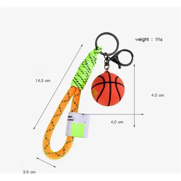 PVC Soft Rubber Basketball Keychain Sports Key Ring