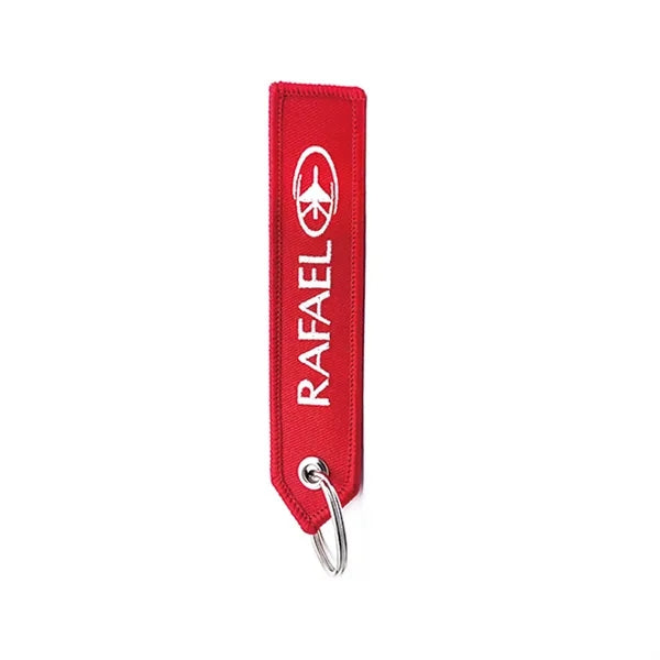 Embroidered Woven Tag Keychain