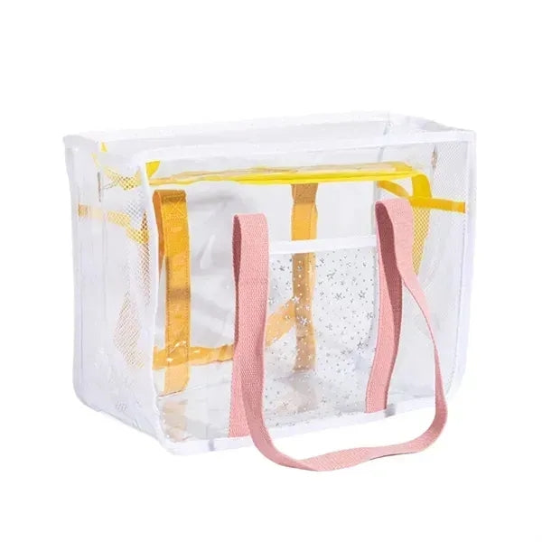 Clear PVC Zipper Beach Tote Bag - Large Capacity