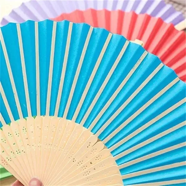 Colorful Bamboo Hand Fan - Foldable Eco-Friendly Design