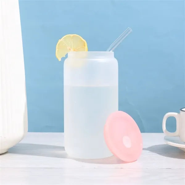 16oz Clear Drinking Glasses Mason Jars with Lid and Straw