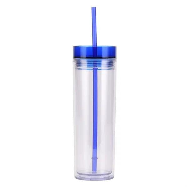 16oz Double Wall Clear Plastic Tumblers With Straw