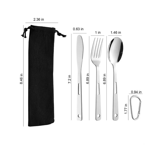 3Pcs Stainless Steel Travel Cutlery Set
