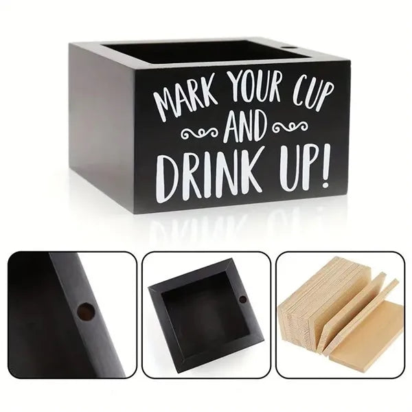 Wooden Cup Holder with Marker Slot, Countertop & Office
