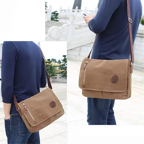 Canvas Messenger Bag with Adjustable Strap