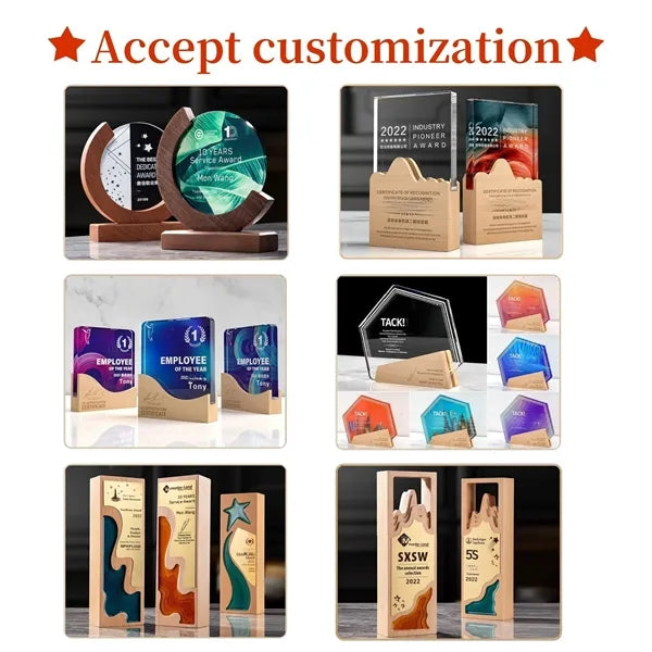 Acrylic Trophy, Colorful Pattern, Service Award