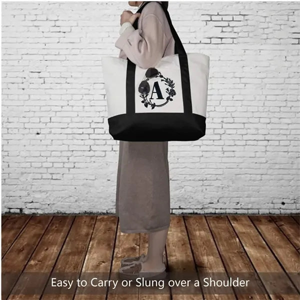 Cotton-Blend Shoulder Boat Tote Bag