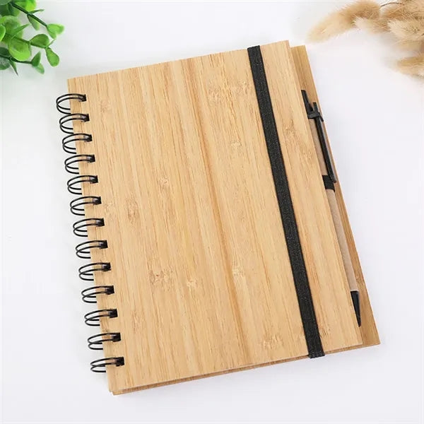 Bamboo Leather Cover Creative Stationery Coil Note Notebook