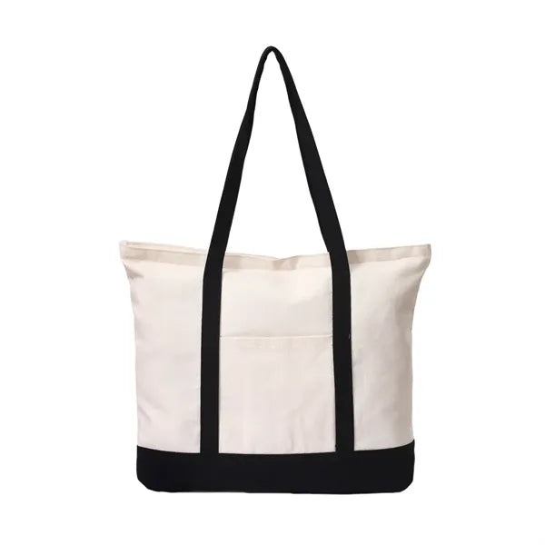 Canvas Tote Bag with an External Pocket