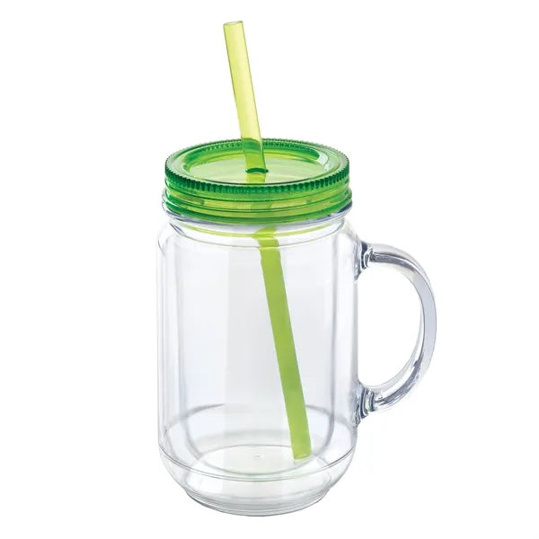 Genie 20 oz Double Wall Mason Jar Style Acrylic Mug