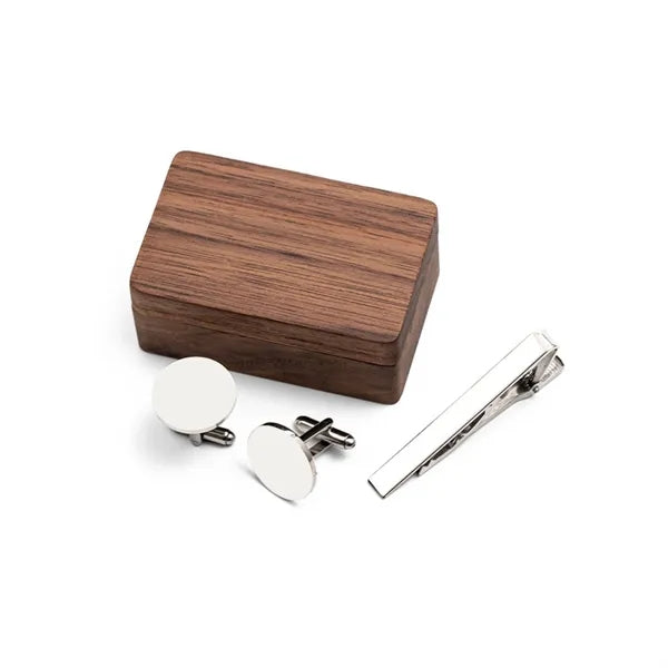 Wooden Cufflink Tie Clip Case