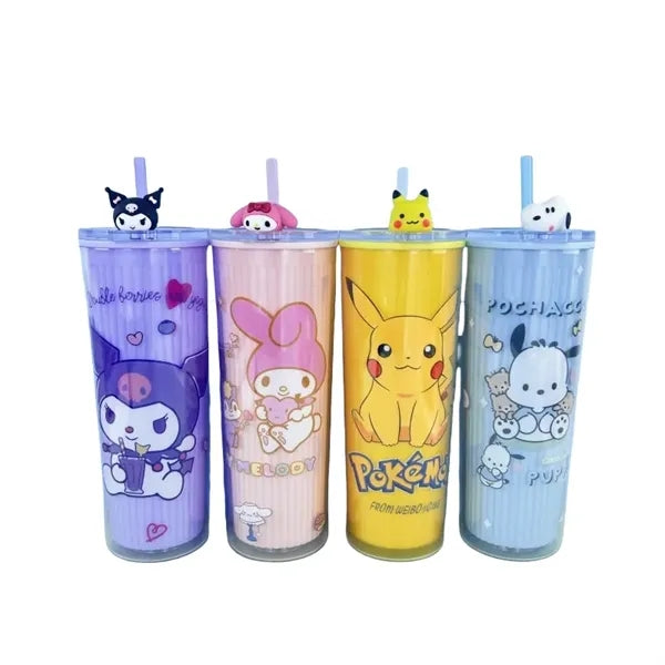 24 oz Double-Wall Plastic Cartoon 3D Topper Tumbler with Lid