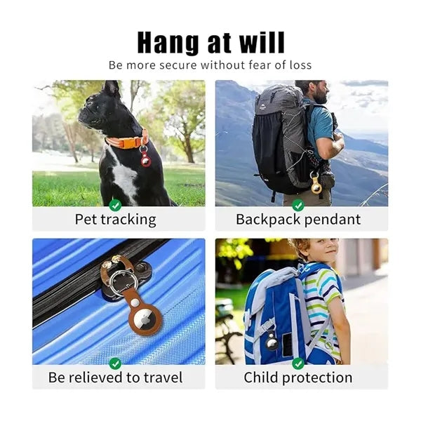 Air-Tag Leather Holder Keychain Luggage Pet Bags