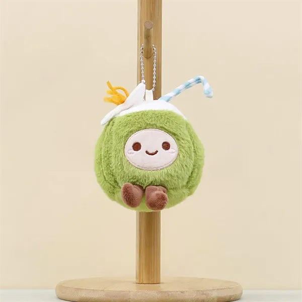 5 Inch Tropical Coconut Stuffed Fruit Doll Plush Keychain