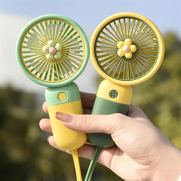 Cute Handheld Mini Fan Portable & USB Rechargeable Light