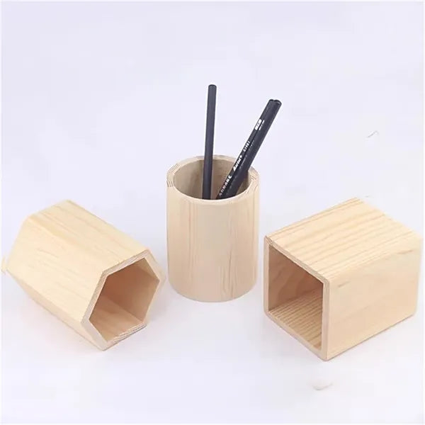Wood Pen Pencil Holder Stand for Stationery & Flowers