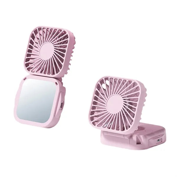 Portable Rechargeable Desk Neck Fan with Mirror