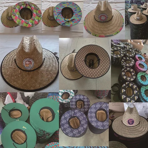 Woven Straw Lifeguard-Style Hat w/Woven Patch